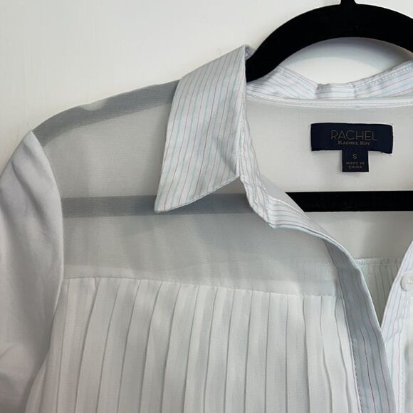 RACHEL Rachel Roy pleated detailed white blouse S - Picture 6 of 13